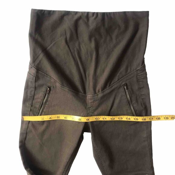 H&M Mama Maternity Pant SZ 8 Olive Green Skinny Full Panel Stretch Tummy Zip Hem - Picture 6 of 9